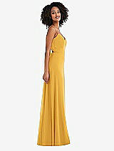 Side View Thumbnail - NYC Yellow Tie-Back Cutout Maxi Dress with Front Slit