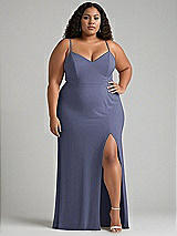 Alt View 1 Thumbnail - French Blue Tie-Back Cutout Maxi Dress with Front Slit