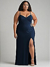 Alt View 1 Thumbnail - Midnight Navy Tie-Back Cutout Maxi Dress with Front Slit