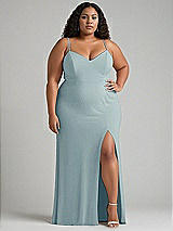 Alt View 1 Thumbnail - Morning Sky Tie-Back Cutout Maxi Dress with Front Slit