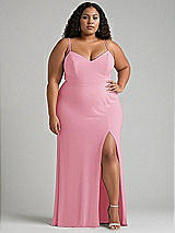 Alt View 1 Thumbnail - Peony Pink Tie-Back Cutout Maxi Dress with Front Slit
