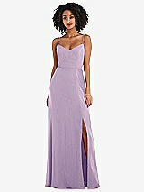 Front View Thumbnail - Pale Purple Tie-Back Cutout Maxi Dress with Front Slit