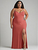 Alt View 1 Thumbnail - Coral Pink Tie-Back Cutout Maxi Dress with Front Slit