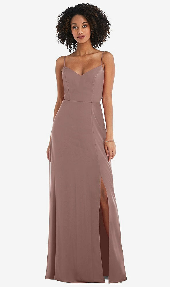 Front View - Sienna Tie-Back Cutout Maxi Dress with Front Slit