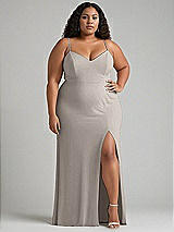 Alt View 1 Thumbnail - Taupe Tie-Back Cutout Maxi Dress with Front Slit