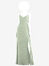 Front View Thumbnail - Vintage Primrose Sage Tie-Back Cutout Maxi Dress with Front Slit