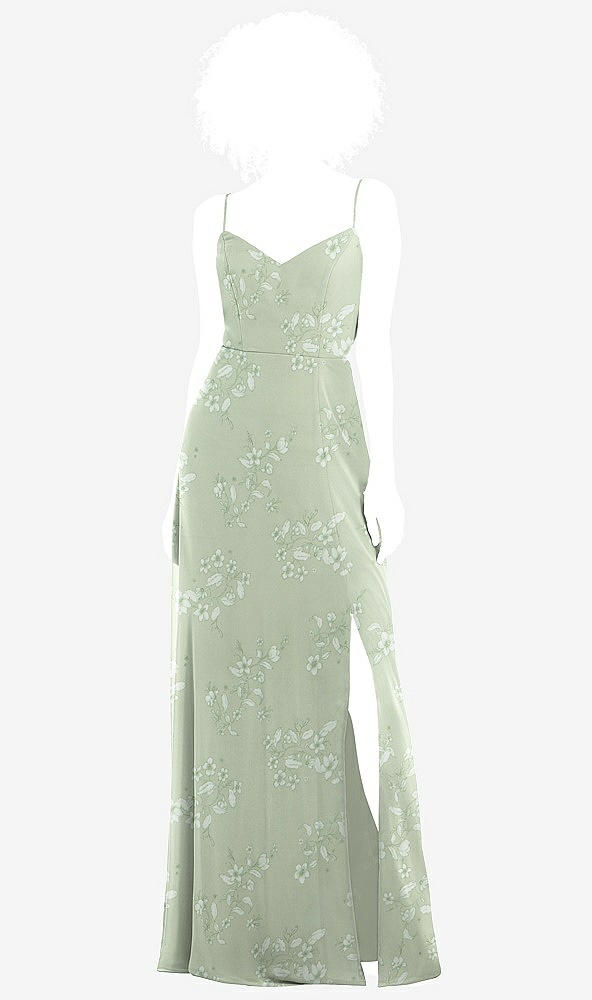 Front View - Vintage Primrose Sage Tie-Back Cutout Maxi Dress with Front Slit