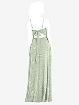 Rear View Thumbnail - Vintage Primrose Sage Tie-Back Cutout Maxi Dress with Front Slit