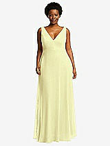 Front View Thumbnail - Butter Yellow Deep V-Neck Chiffon Maxi Dress