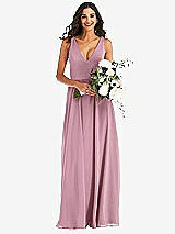 Alt View 2 Thumbnail - Dusty Pink Deep V-Neck Chiffon Maxi Dress