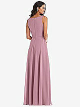 Alt View 5 Thumbnail - Dusty Pink Deep V-Neck Chiffon Maxi Dress