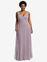 Front View Thumbnail - Lilac Dusk Deep V-Neck Chiffon Maxi Dress