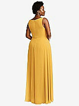 Rear View Thumbnail - NYC Yellow Deep V-Neck Chiffon Maxi Dress