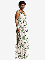 Side View Thumbnail - Palm Beach Print Deep V-Neck Chiffon Maxi Dress