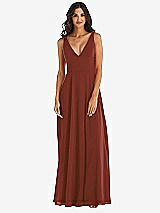 Alt View 3 Thumbnail - Auburn Moon Deep V-Neck Chiffon Maxi Dress