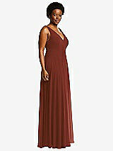 Side View Thumbnail - Auburn Moon Deep V-Neck Chiffon Maxi Dress