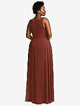 Rear View Thumbnail - Auburn Moon Deep V-Neck Chiffon Maxi Dress