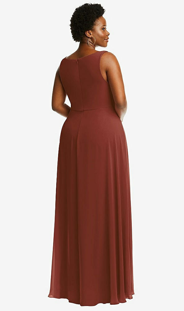 Back View - Auburn Moon Deep V-Neck Chiffon Maxi Dress