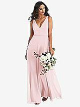 Alt View 1 Thumbnail - Ballet Pink Deep V-Neck Chiffon Maxi Dress