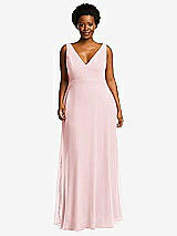 Front View Thumbnail - Ballet Pink Deep V-Neck Chiffon Maxi Dress