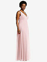 Side View Thumbnail - Ballet Pink Deep V-Neck Chiffon Maxi Dress