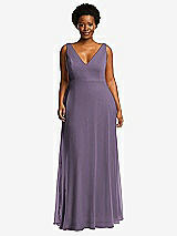 Front View Thumbnail - Lavender Deep V-Neck Chiffon Maxi Dress