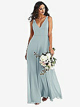 Alt View 1 Thumbnail - Morning Sky Deep V-Neck Chiffon Maxi Dress