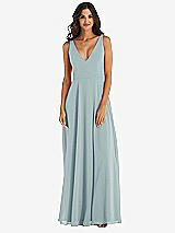 Alt View 3 Thumbnail - Morning Sky Deep V-Neck Chiffon Maxi Dress