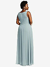 Rear View Thumbnail - Morning Sky Deep V-Neck Chiffon Maxi Dress