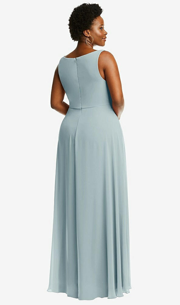 Back View - Morning Sky Deep V-Neck Chiffon Maxi Dress