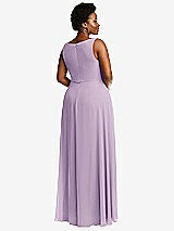 Rear View Thumbnail - Pale Purple Deep V-Neck Chiffon Maxi Dress