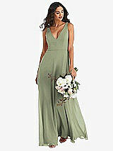 Alt View 1 Thumbnail - Sage Deep V-Neck Chiffon Maxi Dress