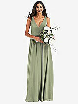 Alt View 2 Thumbnail - Sage Deep V-Neck Chiffon Maxi Dress