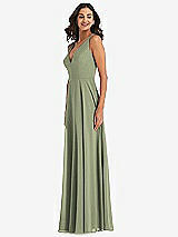 Alt View 4 Thumbnail - Sage Deep V-Neck Chiffon Maxi Dress