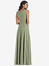 Alt View 5 Thumbnail - Sage Deep V-Neck Chiffon Maxi Dress