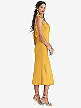 Side View Thumbnail - NYC Yellow Draped Twist Halter Tie-Back Midi Dress - Paloma