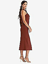 Side View Thumbnail - Auburn Moon Draped Twist Halter Tie-Back Midi Dress - Paloma