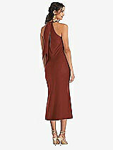 Rear View Thumbnail - Auburn Moon Draped Twist Halter Tie-Back Midi Dress - Paloma