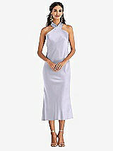 Front View Thumbnail - Silver Dove Draped Twist Halter Tie-Back Midi Dress - Paloma