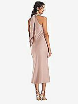 Rear View Thumbnail - Toasted Sugar Draped Twist Halter Tie-Back Midi Dress - Paloma