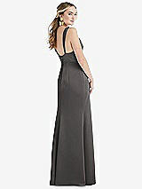 Rear View Thumbnail - Caviar Gray Twist Strap Maxi Slip Dress with Front Slit - Neve