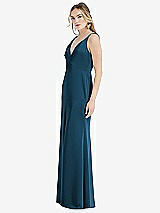 Side View Thumbnail - Atlantic Blue Twist Strap Maxi Slip Dress with Front Slit - Neve