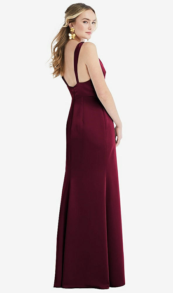 Back View - Cabernet Twist Strap Maxi Slip Dress with Front Slit - Neve