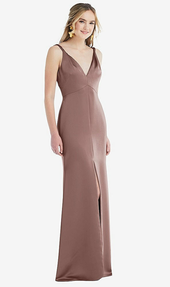 Front View - Sienna Twist Strap Maxi Slip Dress with Front Slit - Neve