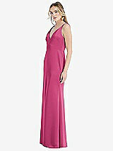 Side View Thumbnail - Tea Rose Twist Strap Maxi Slip Dress with Front Slit - Neve