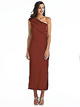 Alt View 1 Thumbnail - Auburn Moon Draped One-Shoulder Convertible Midi Slip Dress