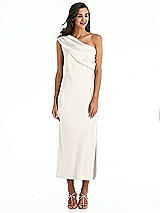 Alt View 1 Thumbnail - Ivory Draped One-Shoulder Convertible Midi Slip Dress