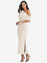 Side View Thumbnail - Oat Draped One-Shoulder Convertible Midi Slip Dress