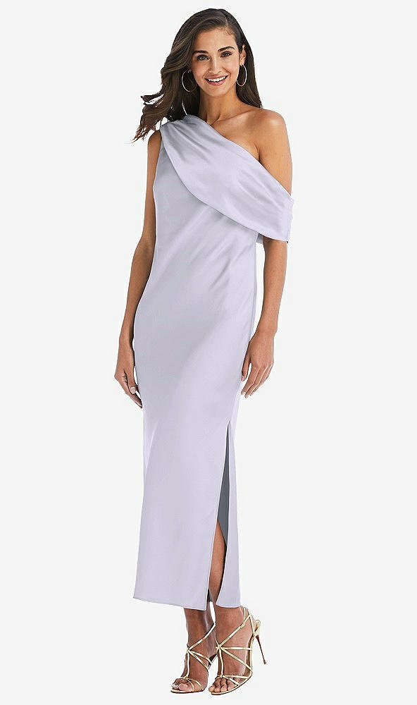 Front View - Silver Dove Draped One-Shoulder Convertible Midi Slip Dress