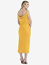 Rear View Thumbnail - NYC Yellow Asymmetrical One-Shoulder Cowl Midi Slip Dress